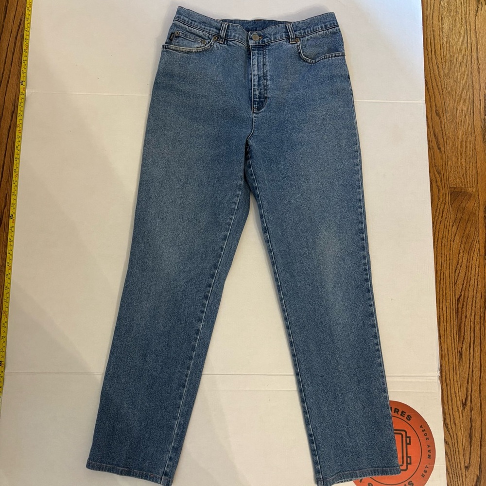 Lauren Ralph Lauren Jeans Co Womens 10 Blue Straight Leg Denim High Rise Pants